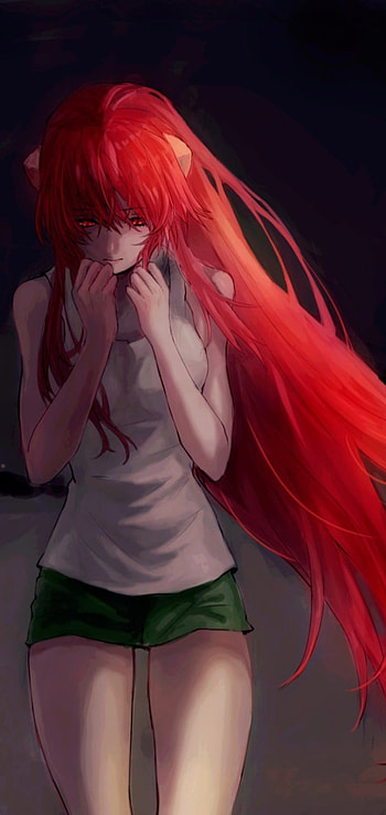 Elfen Lied, red, redhead, hair, girl, anime HD phone wallpaper