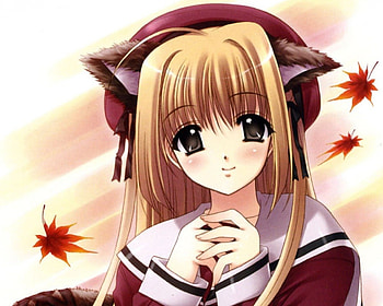 Neko Chan, nekomimi, blond hair, blonde, cute, long hair, blonde hair, brown eyes, sexy, blond, neko mimi, hot, girl, kawaii, anime girl, leaves, neko, anime HD wallpaper