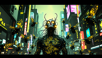 Bugcore: A Ultra of Cybernetic Fusion, cyberpunk, alien, technology, cityscape HD wallpaper