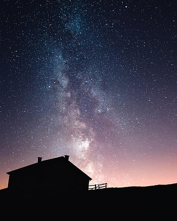 Night, Dark, Silhouette, Starry Sky, House HD phone wallpaper