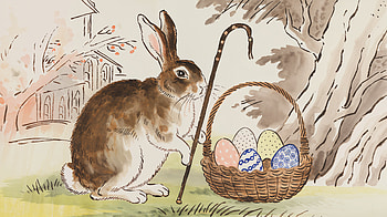 Charming Easter Bunny - Ultra, Easter, rabbit, basket, egg, illustration HD wallpaper