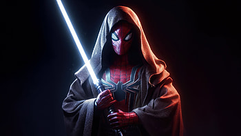 What If Spider Man Became A Jedi, spiderman, superheroes, artwork, artist, art, digital-art, deviantart HD wallpaper