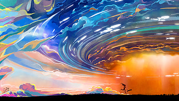Running In Storm , artist, artwork, digital-art, storm, colorful, deviantart HD wallpaper