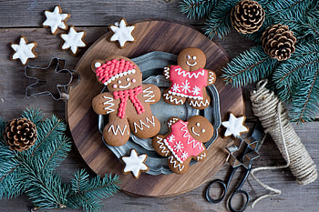 Holidays, Cones, New Year, Men, Cookies, Branches, Little Men HD wallpaper