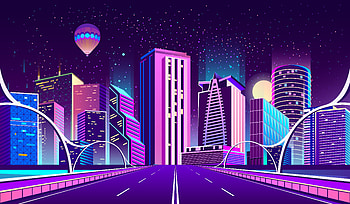 Digital art, road to city, cityscape, buildings HD wallpaper