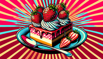 Vibrant Strawberry Shortcake, Strawberry Shortcake (Food), dessert, cake, strawberry, pop art HD wallpaper