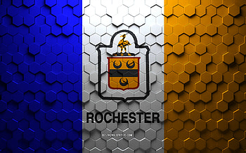 Flag of Rochester, New York, honeycomb art, Rochester hexagons flag, Rochester, 3d hexagons art, Rochester flag HD wallpaper