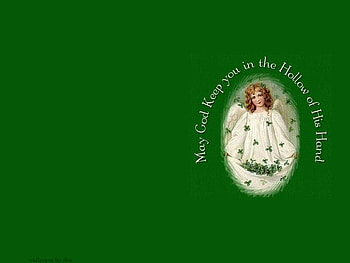 GREEN IRISH ANGEL, irish, prayer, clover, green, angel HD wallpaper