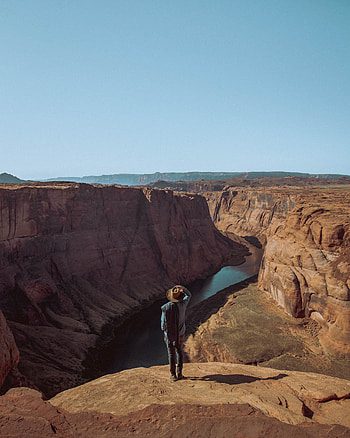 Rivers, Canyon, Miscellanea, Miscellaneous, Cliff, View, Human, Person HD phone wallpaper