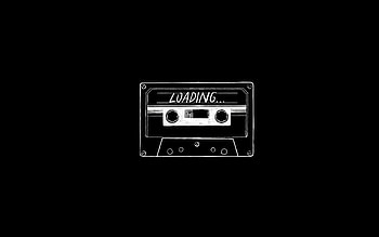loading concept, , audio cassette, creative, black backgrounds, cassette minimalism, loading music HD wallpaper