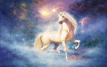 Unicorn Splendour, twilight, digital, horse, white, dust HD wallpaper