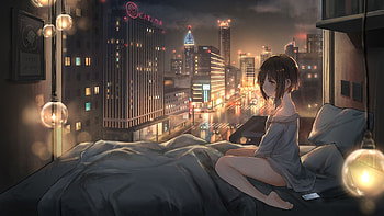 Anime Girl City Lights 1440P Resolution , , Background, and HD wallpaper