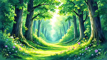 Emerald Glade — Green Aesthetic, green aesthetic, forest, path, tree, flower HD wallpaper