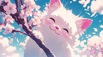 Kawaii Anime Cat Among Cherry Blossoms - Ultra, anime cat, kawaii, cute HD wallpaper