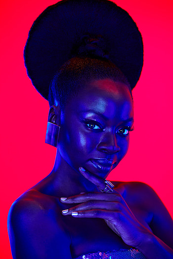 Danai Gurira, Gel light portrait, graphy campfire HD phone wallpaper