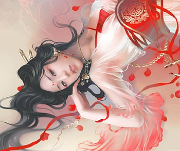 Red kimono, girl, kimono, red HD wallpaper