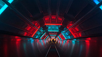 Escalator Tunnel Dark Neon, graphy, abstract, tunnel, dark, neon HD wallpaper