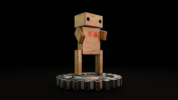 Wood Robot, metal, black, gear, wood, Sci Fi, robot HD wallpaper