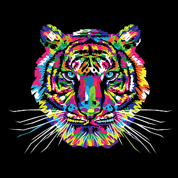 Art, Vector, Multicolored, Motley, Tiger, Ornament HD phone wallpaper