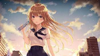 Anime Girl With Bottle , anime-girl, anime, artist, artwork, digital-art HD wallpaper