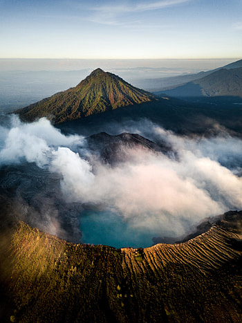 Clouds, mountain, aerial view, nature HD phone wallpaper