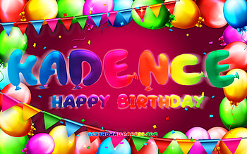 Happy Birtay Kadence, , colorful balloon frame, Kadence name, purple background, Kadence Happy Birtay, Kadence Birtay, popular american female names, Birtay concept, Kadence HD wallpaper