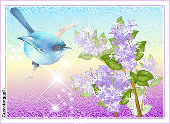 LITTLE BIRD AND LILACS, ART, LILACS, BIRD, ABSTRACT HD wallpaper
