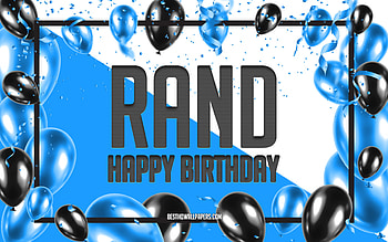 Happy Birtay Rand, Birtay Balloons Background, Rand, with names, Rand Happy Birtay, Blue Balloons Birtay Background, Rand Birtay HD wallpaper