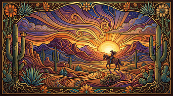 Desert Sunset Odyssey —, Cowboy HD wallpaper
