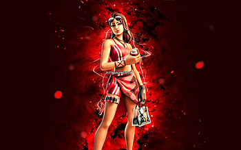 Boardwalk Ruby, , red neon lights, Fortnite Battle Royale, Fortnite characters, Boardwalk Ruby Skin, Fortnite, Boardwalk Ruby Fortnite HD wallpaper