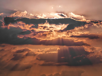 Nature, Sunset, Sky, Clouds, Rays, Beams HD wallpaper