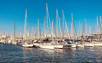 Sailboats in Barcelona, Spain, sailboats, Barcelona, marina, Spain, yachts HD wallpaper