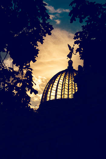 Cities, Sunset, Sculpture, Roof, Dome, Dresden, Graduate School Of Fine Arts HD phone wallpaper