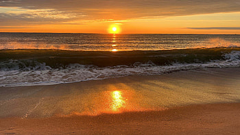 Ocean Waves Water Splash Beach Sand Sunrise View Reflection On Sea Nature HD wallpaper
