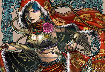Zafina, games, anime, video games, blue hair, pink eyes, tekken, female HD wallpaper