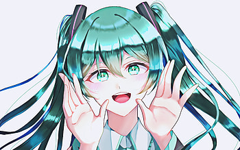 Hatsune Miku, joy, Vocaloid characters, Vocaloid, manga, portrait, Hatsune Miku Vocaloid HD wallpaper