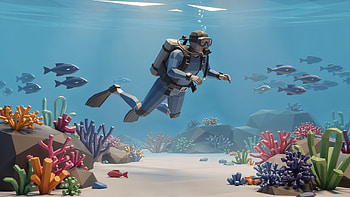 Scuba Serenity — Underwater, Scuba Diving, Scuba Diver, Coral Reef, Fish, Ocean HD wallpaper