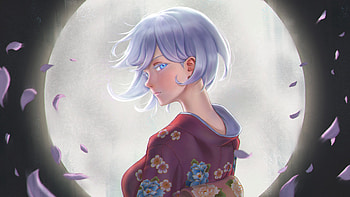Blue eyes, beautiful, anime girl, art HD wallpaper