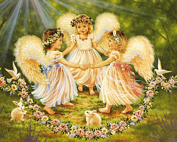 Dancing Angels, dance, angels, animals, childs HD wallpaper