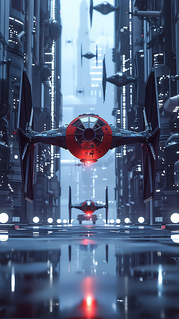 TIE Fighter Fan Art - Sci-Fi Cityscape, TIE Fighter, fan art HD phone wallpaper