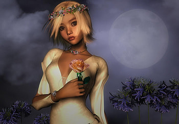 Rose, fantasy, 3d, woman HD wallpaper