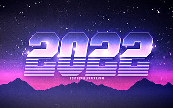 2022 retro digits, , Happy New Year 2022, retro art, 2022 concepts, 2022 new year, 2022 on violet background, 2022 year digits, 2022 year numbers HD wallpaper
