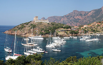Marina in Corsica, France, France, island, marina, yachts, castle HD wallpaper