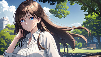 A girl in a park, AI Art, Anime, girl, anime girl HD wallpaper