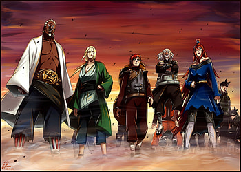 naruto kages, raikage, shippuuden, hokage, gaara, anime, tsunade, kazekage, naruto, kages, mizukage HD wallpaper