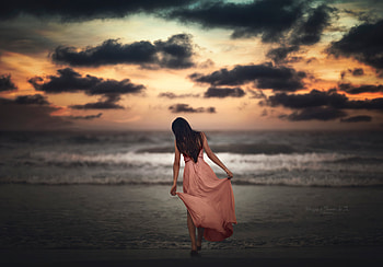 Somewhere Alone At Beach, alone, beach, girls, model, dress HD wallpaper