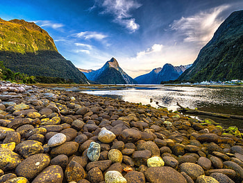 Morning, Mitre Peak, New Zealand HD wallpaper