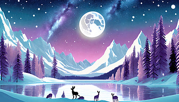 Animals Moon Cold Night, minimalism, minimalist, artist, artwork, digital-art HD wallpaper