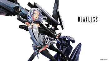 Anime Girls Beatless Detached Sleeves Gray Eyes Mecha Musume Redjuice Short Hair Text Weapons White Background Women ... HD wallpaper