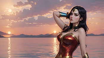 Wonder Woman Seaside, wonder-woman, superheroes, artwork, artist, digital-art, art, deviantart HD wallpaper